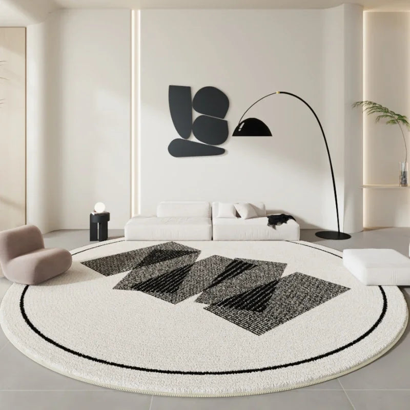 Alfombra De Dormitorio Minimalista Moderna: Suave Y Cómoda En Blanco Y Negro, Ideal para Sala De Estar Y Salón