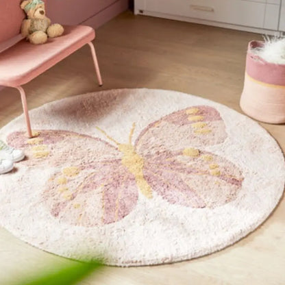 Tapete Fofo de Pelúcia com Design de Borboleta - Perfeito para Crianças, Quarto e Sala de Estar