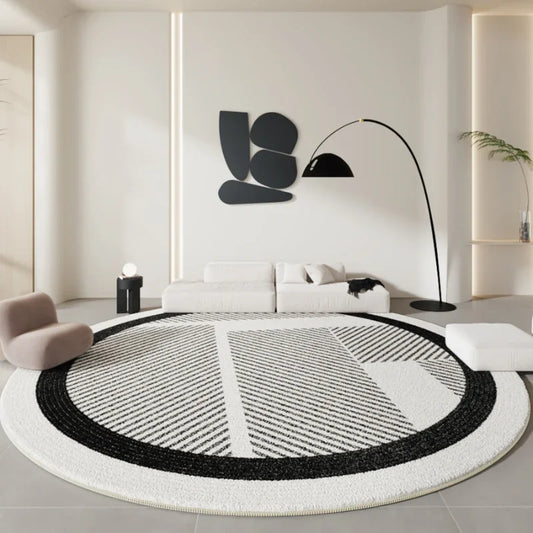 Alfombra De Dormitorio Minimalista Moderna: Suave Y Cómoda En Blanco Y Negro, Ideal para Sala De Estar Y Salón