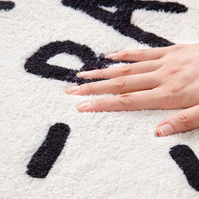 Alfombra De Dormitorio Minimalista Moderna: Suave Y Cómoda En Blanco Y Negro, Ideal para Sala De Estar Y Salón