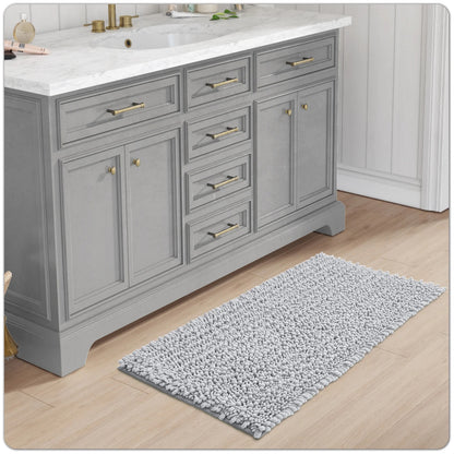 Alfombra de baño DEXI de chenilla suave, alfombra absorbente y antideslizante. Alfombra de Baño Lavable para Bañera, Entrada al Dormitorio, 50 x 80, Gris