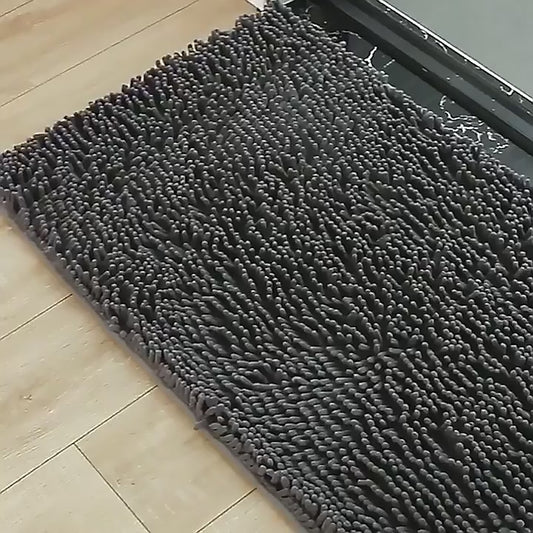 Alfombra de baño 50x80, chenilla gruesa, suave y absorbente, de secado rápido, respaldo de goma, lavable a máquina, para piso de baño, gris oscuro, barata